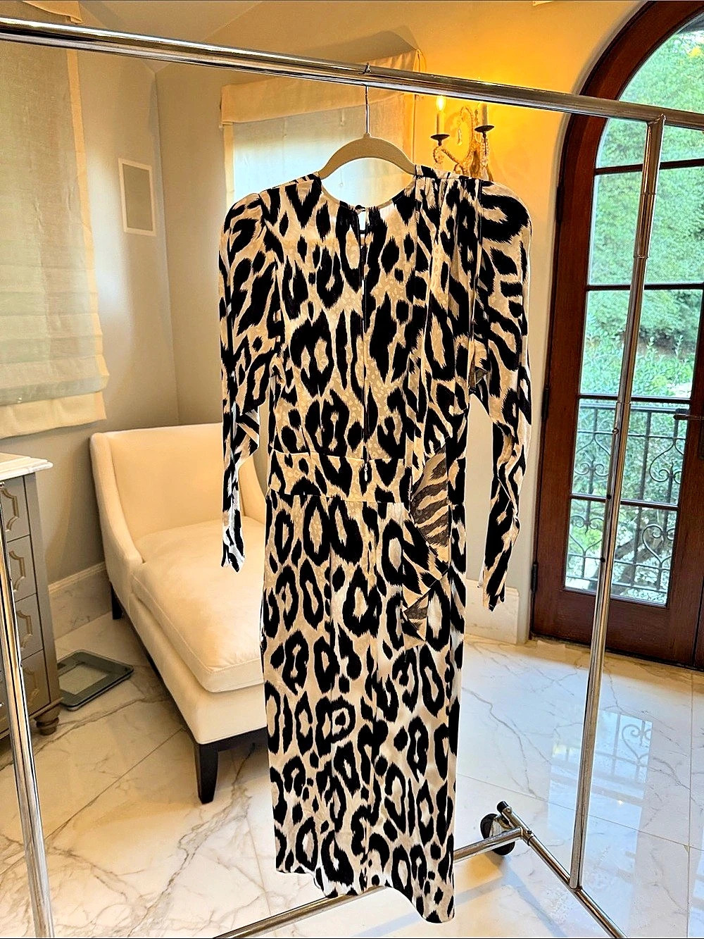 RONNY KOBO Astrid Dress in Leopard Burnout Black & Cream Small